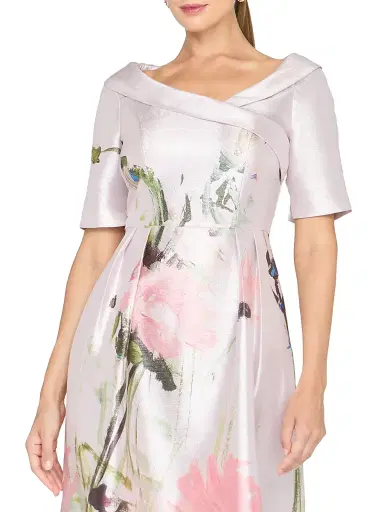 Kay Unger Women's Coco Floral Satin Cocktail Gown - Lilac Mist Multi | Thumbnail 5 Kay Unger Women's Coco Floral Satin Cocktail Gown - Lilac Mist Multi | Thumbnail 5