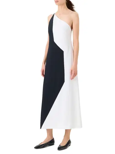 Akris Women's Colorblocked One-Shoulder Midi-Dress | Thumbnail 3 Akris Women's Colorblocked One-Shoulder Midi-Dress | Thumbnail 3