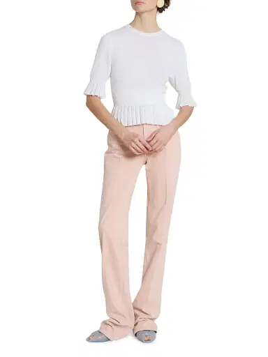 Chloé Women's Ruffled Rib-Knit Wool Sweater - Iconic Milk | Thumbnail 2 Chloé Women's Ruffled Rib-Knit Wool Sweater - Iconic Milk | Thumbnail 2