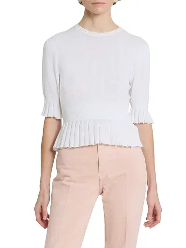 Chloé Women's Ruffled Rib-Knit Wool Sweater - Iconic Milk | Thumbnail 3 Chloé Women's Ruffled Rib-Knit Wool Sweater - Iconic Milk | Thumbnail 3