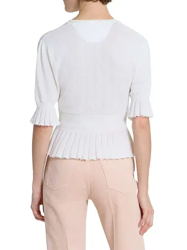 Chloé Women's Ruffled Rib-Knit Wool Sweater - Iconic Milk | Thumbnail 5 Chloé Women's Ruffled Rib-Knit Wool Sweater - Iconic Milk | Thumbnail 5