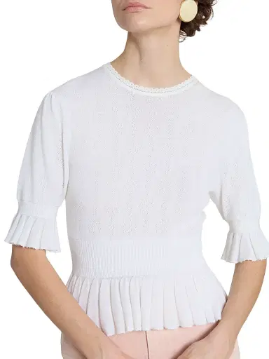 Chloé Women's Ruffled Rib-Knit Wool Sweater - Iconic Milk | Thumbnail 6 Chloé Women's Ruffled Rib-Knit Wool Sweater - Iconic Milk | Thumbnail 6