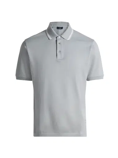 HERNO Men's Knit Cotton Polo Shirt - Pearl Grey - Size XXL | Thumbnail 1 HERNO Men's Knit Cotton Polo Shirt - Pearl Grey - Size XXL | Thumbnail 1