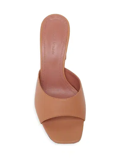Amina Muaddi Women's Lupita 95MM Leather Slip-On Sandals - Latte Nappa | Thumbnail 4 Amina Muaddi Women's Lupita 95MM Leather Slip-On Sandals - Latte Nappa | Thumbnail 4