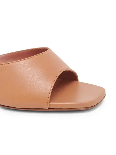 Amina Muaddi Women's Lupita 95MM Leather Slip-On Sandals - Latte Nappa | Thumbnail 5 Amina Muaddi Women's Lupita 95MM Leather Slip-On Sandals - Latte Nappa | Thumbnail 5