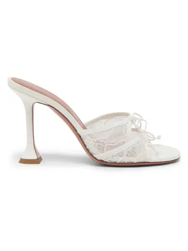 Amina Muaddi Women's Elenora 95MM Lace Slip-On Sandals - Lace | Thumbnail 1 Amina Muaddi Women's Elenora 95MM Lace Slip-On Sandals - Lace | Thumbnail 1