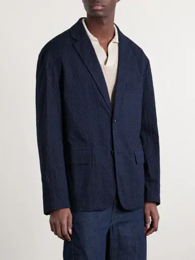 Blue Blue Japan Textured Cotton Suit Jacket - Men | Thumbnail 3 Blue Blue Japan Textured Cotton Suit Jacket - Men | Thumbnail 3