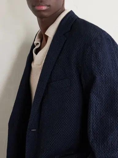 Blue Blue Japan Textured Cotton Suit Jacket - Men | Thumbnail 5 Blue Blue Japan Textured Cotton Suit Jacket - Men | Thumbnail 5