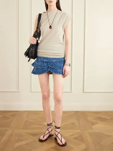 Marant Étoile Leyje Ruffled Printed Cotton Mini Skirt | Thumbnail 2 Marant Étoile Leyje Ruffled Printed Cotton Mini Skirt | Thumbnail 2