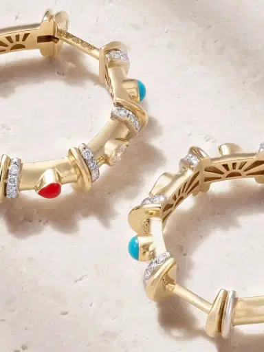 L’Atelier Nawbar Milky Way 18-karat Gold, Diamond And Enamel Hoop Earrings | Thumbnail 3 L’Atelier Nawbar Milky Way 18-karat Gold, Diamond And Enamel Hoop Earrings | Thumbnail 3