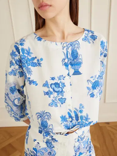 Emporio Sirenuse New Jinny Chintz Floral-print Cotton Blouse | Thumbnail 4 Emporio Sirenuse New Jinny Chintz Floral-print Cotton Blouse | Thumbnail 4