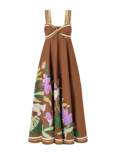 ALÉMAIS Alfie Floral-print Linen Midi Dress | Thumbnail 1 ALÉMAIS Alfie Floral-print Linen Midi Dress | Thumbnail 1