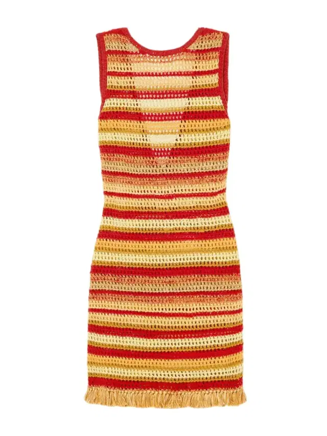 Nevado Fringed Striped Crocheted Cotton Mini Dress Nevado Fringed Striped Crocheted Cotton Mini Dress