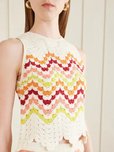 ESCVDO Cuenca Striped Crocheted Cotton Tank | Thumbnail 4 ESCVDO Cuenca Striped Crocheted Cotton Tank | Thumbnail 4