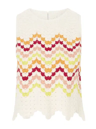 ESCVDO Cuenca Striped Crocheted Cotton Tank | Thumbnail 1 ESCVDO Cuenca Striped Crocheted Cotton Tank | Thumbnail 1