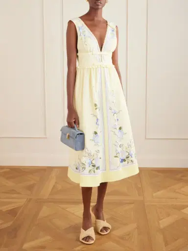 Self-Portrait Bow-detailed Floral-print Cotton Midi Dress | Thumbnail 2 Self-Portrait Bow-detailed Floral-print Cotton Midi Dress | Thumbnail 2
