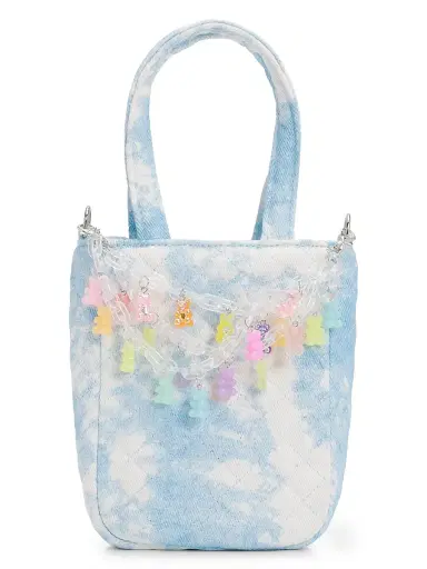 Bari Lynn Girl's Gummy Chain-Link Denim Tote Bag | Thumbnail 1 Bari Lynn Girl's Gummy Chain-Link Denim Tote Bag | Thumbnail 1