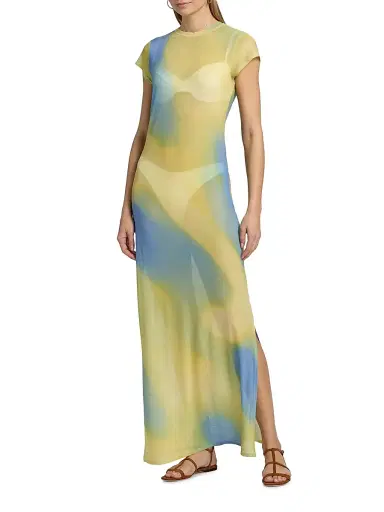 Simkhai Women's Fia Printed Mesh Cover-Up Maxi Dress - Golden Hour - Size Medium | Thumbnail 2 Simkhai Women's Fia Printed Mesh Cover-Up Maxi Dress - Golden Hour - Size Medium | Thumbnail 2