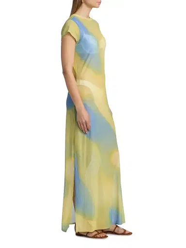 Simkhai Women's Fia Printed Mesh Cover-Up Maxi Dress - Golden Hour - Size Medium | Thumbnail 4 Simkhai Women's Fia Printed Mesh Cover-Up Maxi Dress - Golden Hour - Size Medium | Thumbnail 4
