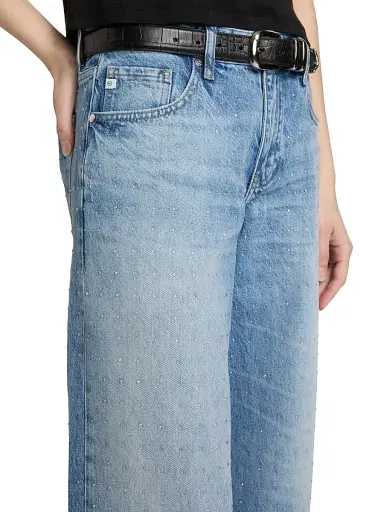 AG Jeans Women's Adria Rhinestone-Embellished Wide-Leg Jeans - Stockholm Snowdrift - Size 32 | Thumbnail 6 AG Jeans Women's Adria Rhinestone-Embellished Wide-Leg Jeans - Stockholm Snowdrift - Size 32 | Thumbnail 6