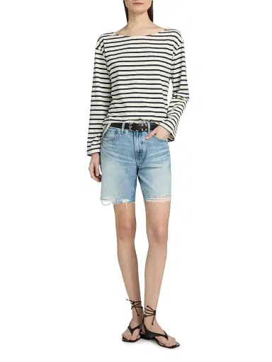 AG Jeans Women's Annie Striped Stretch-Cotton T-Shirt - Powder Pacific Navy | Thumbnail 2 AG Jeans Women's Annie Striped Stretch-Cotton T-Shirt - Powder Pacific Navy | Thumbnail 2