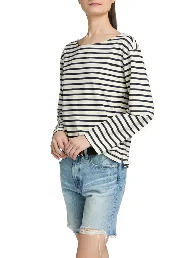 AG Jeans Women's Annie Striped Stretch-Cotton T-Shirt - Powder Pacific Navy | Thumbnail 4 AG Jeans Women's Annie Striped Stretch-Cotton T-Shirt - Powder Pacific Navy | Thumbnail 4