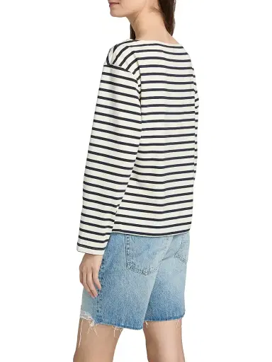 AG Jeans Women's Annie Striped Stretch-Cotton T-Shirt - Powder Pacific Navy | Thumbnail 5 AG Jeans Women's Annie Striped Stretch-Cotton T-Shirt - Powder Pacific Navy | Thumbnail 5
