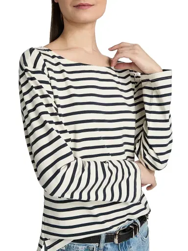 AG Jeans Women's Annie Striped Stretch-Cotton T-Shirt - Powder Pacific Navy | Thumbnail 6 AG Jeans Women's Annie Striped Stretch-Cotton T-Shirt - Powder Pacific Navy | Thumbnail 6