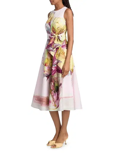 Teri Jon by Rickie Freeman Women's Border Print Cotton Cocktail Dress - Light Pink Multi - Size 2 | Thumbnail 4 Teri Jon by Rickie Freeman Women's Border Print Cotton Cocktail Dress - Light Pink Multi - Size 2 | Thumbnail 4