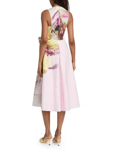 Teri Jon by Rickie Freeman Women's Border Print Cotton Cocktail Dress - Light Pink Multi - Size 2 | Thumbnail 5 Teri Jon by Rickie Freeman Women's Border Print Cotton Cocktail Dress - Light Pink Multi - Size 2 | Thumbnail 5