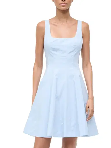 Staud Women's Wells Stretch-Cotton A-Line Minidress - Glacier | Thumbnail 2 Staud Women's Wells Stretch-Cotton A-Line Minidress - Glacier | Thumbnail 2