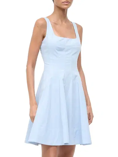 Staud Women's Wells Stretch-Cotton A-Line Minidress - Glacier | Thumbnail 3 Staud Women's Wells Stretch-Cotton A-Line Minidress - Glacier | Thumbnail 3