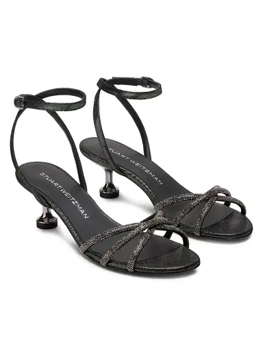 Stuart Weitzman Women's Nudistini 50MM Embellished-Leather Sandals - Gunmetal Graphite | Thumbnail 3 Stuart Weitzman Women's Nudistini 50MM Embellished-Leather Sandals - Gunmetal Graphite | Thumbnail 3