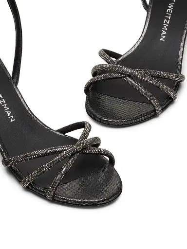 Stuart Weitzman Women's Nudistini 50MM Embellished-Leather Sandals - Gunmetal Graphite | Thumbnail 4 Stuart Weitzman Women's Nudistini 50MM Embellished-Leather Sandals - Gunmetal Graphite | Thumbnail 4