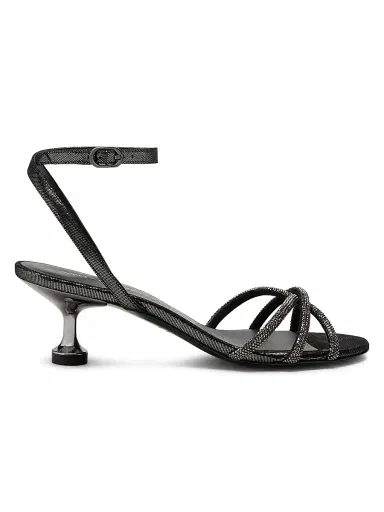 Stuart Weitzman Women's Nudistini 50MM Embellished-Leather Sandals - Gunmetal Graphite | Thumbnail 1 Stuart Weitzman Women's Nudistini 50MM Embellished-Leather Sandals - Gunmetal Graphite | Thumbnail 1