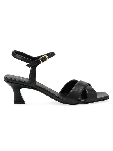 Stuart Weitzman Women's Vinnie 50MM Leather Sandals - Black | Thumbnail 1 Stuart Weitzman Women's Vinnie 50MM Leather Sandals - Black | Thumbnail 1