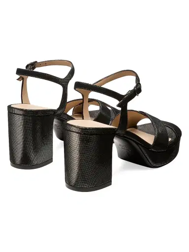 Stuart Weitzman Women's Dayna 80MM Textured Leather Platform Sandals - Gunmetal | Thumbnail 3 Stuart Weitzman Women's Dayna 80MM Textured Leather Platform Sandals - Gunmetal | Thumbnail 3