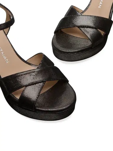 Stuart Weitzman Women's Dayna 80MM Textured Leather Platform Sandals - Gunmetal | Thumbnail 4 Stuart Weitzman Women's Dayna 80MM Textured Leather Platform Sandals - Gunmetal | Thumbnail 4