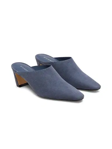 Stuart Weitzman Women's Stassi 50MM Suede Mules - Stormy Blue | Thumbnail 4 Stuart Weitzman Women's Stassi 50MM Suede Mules - Stormy Blue | Thumbnail 4