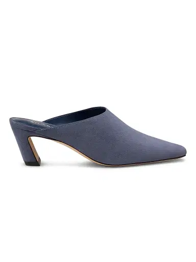 Stuart Weitzman Women's Stassi 50MM Suede Mules - Stormy Blue | Thumbnail 1 Stuart Weitzman Women's Stassi 50MM Suede Mules - Stormy Blue | Thumbnail 1