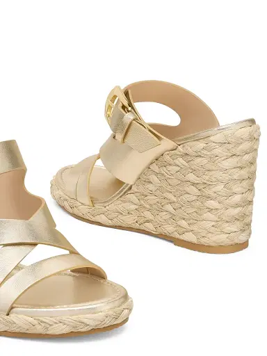 Stuart Weitzman Women's Sai 5MM Espadrille Wedges - Light Gold | Thumbnail 5 Stuart Weitzman Women's Sai 5MM Espadrille Wedges - Light Gold | Thumbnail 5