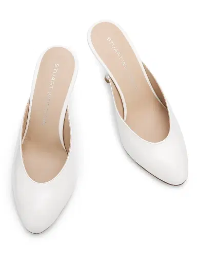 Stuart Weitzman Women's Madison 5MM Patent Leather Mules - Blanco | Thumbnail 4 Stuart Weitzman Women's Madison 5MM Patent Leather Mules - Blanco | Thumbnail 4