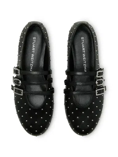 Stuart Weitzman Women's Sostud Studded Leather Mary Janes - Black | Thumbnail 4 Stuart Weitzman Women's Sostud Studded Leather Mary Janes - Black | Thumbnail 4