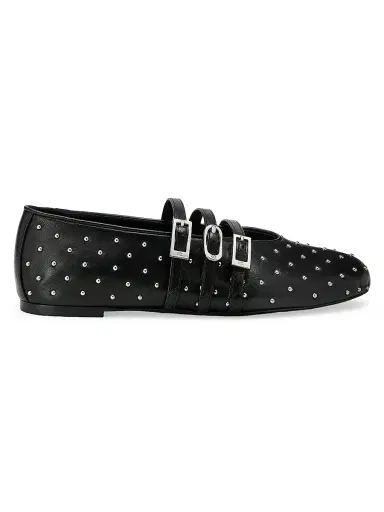 Stuart Weitzman Women's Sostud Studded Leather Mary Janes - Black | Thumbnail 1 Stuart Weitzman Women's Sostud Studded Leather Mary Janes - Black | Thumbnail 1