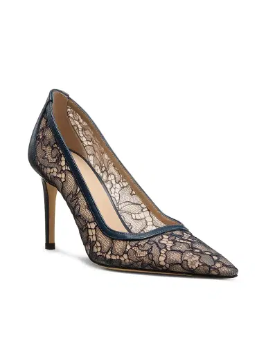 Stuart Weitzman Women's Stuart Power 85MM Floral Lace Leather Pumps - Deep Sea Blue | Thumbnail 2 Stuart Weitzman Women's Stuart Power 85MM Floral Lace Leather Pumps - Deep Sea Blue | Thumbnail 2
