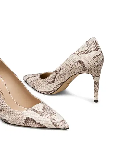 Stuart Weitzman Women's Power 5MM Snake-Embossed Leather Pumps - Cream | Thumbnail 4 Stuart Weitzman Women's Power 5MM Snake-Embossed Leather Pumps - Cream | Thumbnail 4
