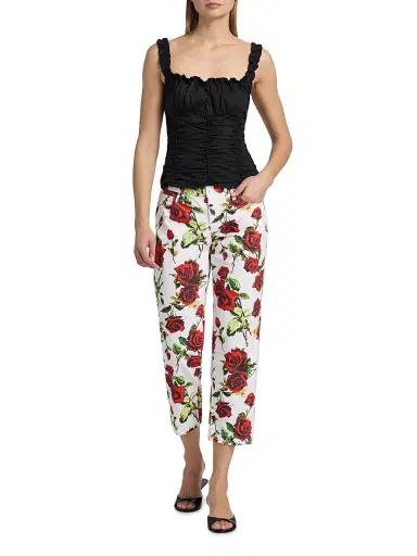 L'AGENCE Women's Blaine Rose-Print Low-Rise Stovepipe Jeans - White Red Romantic Rose | Thumbnail 2 L'AGENCE Women's Blaine Rose-Print Low-Rise Stovepipe Jeans - White Red Romantic Rose | Thumbnail 2