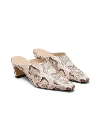 Stuart Weitzman Women's Stassi 50MM Snake-Embossed Leather Mules - Cream | Thumbnail 3 Stuart Weitzman Women's Stassi 50MM Snake-Embossed Leather Mules - Cream | Thumbnail 3