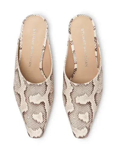 Stuart Weitzman Women's Stassi 50MM Snake-Embossed Leather Mules - Cream | Thumbnail 4 Stuart Weitzman Women's Stassi 50MM Snake-Embossed Leather Mules - Cream | Thumbnail 4