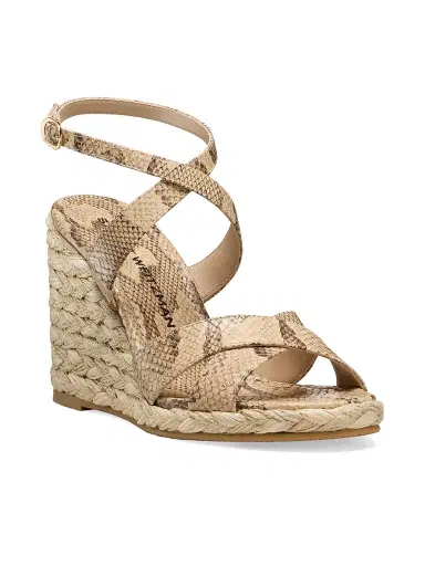Stuart Weitzman Women's Alyssa 100MM Snake-Embossed Wedge Sandals - Adobe | Thumbnail 2 Stuart Weitzman Women's Alyssa 100MM Snake-Embossed Wedge Sandals - Adobe | Thumbnail 2